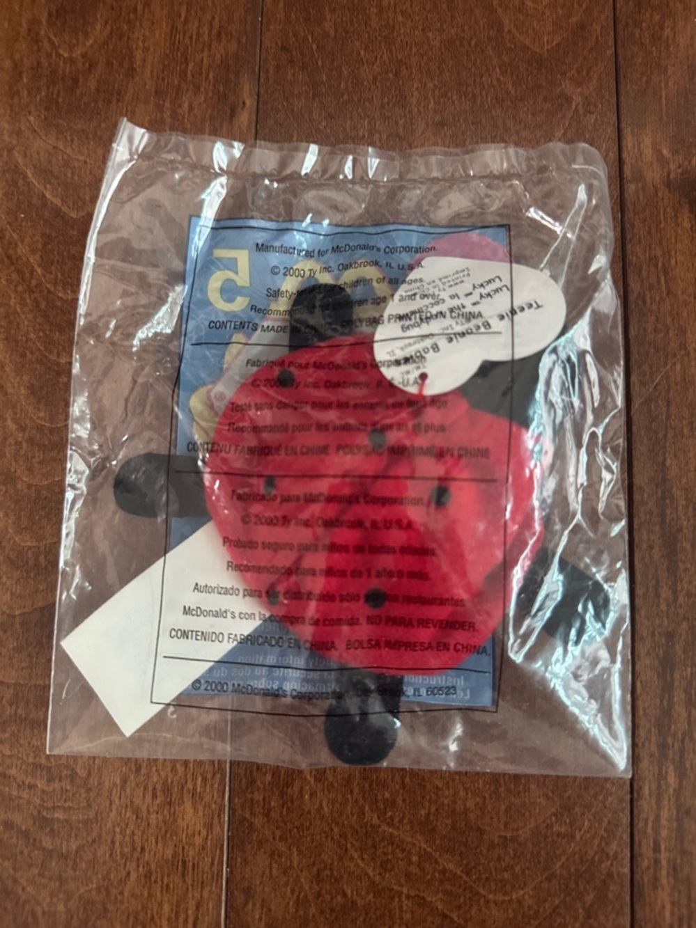 "Ty Teenie Beanie Baby" in original packaging. "Lucky" the Ladybug. Rare